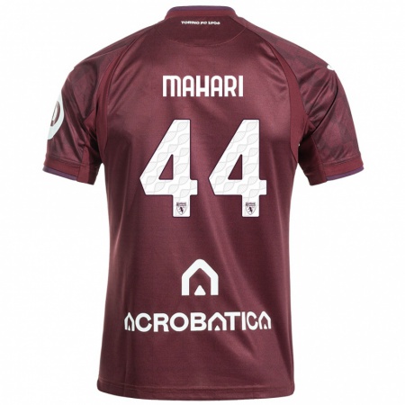 Kandiny Homme Maillot Efdon Mahari #44 Bordeaux Blanc Tenues Domicile 2024/25 T-Shirt