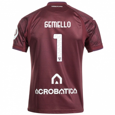 Kandiny Homme Maillot Luca Gemello #1 Bordeaux Blanc Tenues Domicile 2024/25 T-Shirt