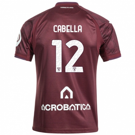 Kandiny Homme Maillot Matteo Cabella #12 Bordeaux Blanc Tenues Domicile 2024/25 T-Shirt