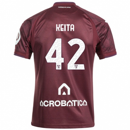 Kandiny Homme Maillot Karamoko Keita #42 Bordeaux Blanc Tenues Domicile 2024/25 T-Shirt