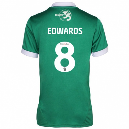 Kandiny Homme Maillot Joe Edwards #8 Vert Blanc Tenues Domicile 2024/25 T-Shirt