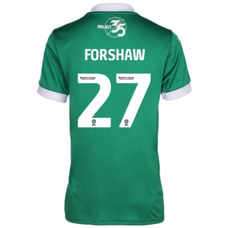 Kandiny Homme Maillot Adam Forshaw #27 Vert Blanc Tenues Domicile 2024/25 T-Shirt