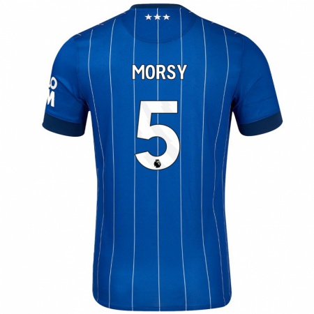 Kandiny Homme Maillot Sam Morsy #5 Bleu Marine Tenues Domicile 2024/25 T-Shirt