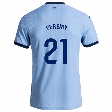 Kandiny Homme Maillot Yéremy Pino #21 Bleu Ciel Tenues Extérieur 2024/25 T-Shirt