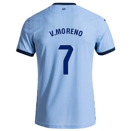 Kandiny Homme Maillot Víctor Moreno #7 Bleu Ciel Tenues Extérieur 2024/25 T-Shirt