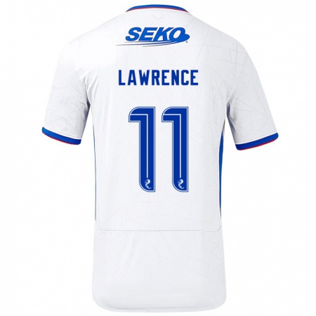 Kandiny Homme Maillot Tom Lawrence #11 Blanc Bleu Tenues Extérieur 2024/25 T-Shirt