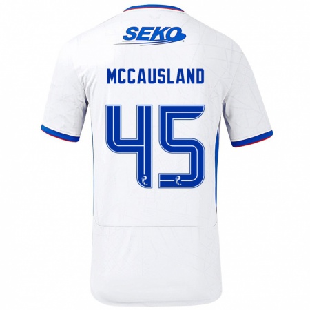 Kandiny Homme Maillot Ross Mccausland #45 Blanc Bleu Tenues Extérieur 2024/25 T-Shirt