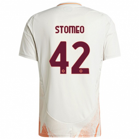 Kandiny Homme Maillot Giorgio Stomeo #42 Crème Blanc Orange Tenues Extérieur 2024/25 T-Shirt