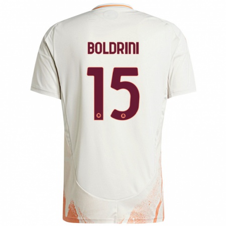 Kandiny Homme Maillot Mattia Boldrini #15 Crème Blanc Orange Tenues Extérieur 2024/25 T-Shirt