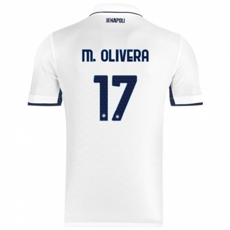 Kandiny Homme Maillot Mathías Olivera #17 Blanc Bleu Royal Tenues Extérieur 2024/25 T-Shirt