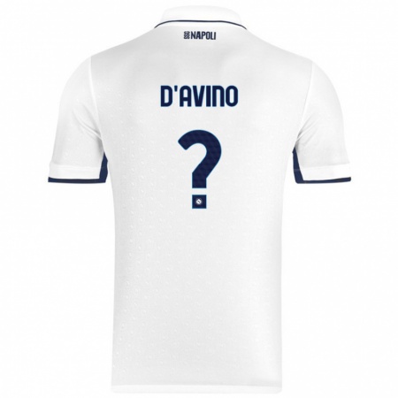 Kandiny Homme Maillot Luigi D'avino #0 Blanc Bleu Royal Tenues Extérieur 2024/25 T-Shirt