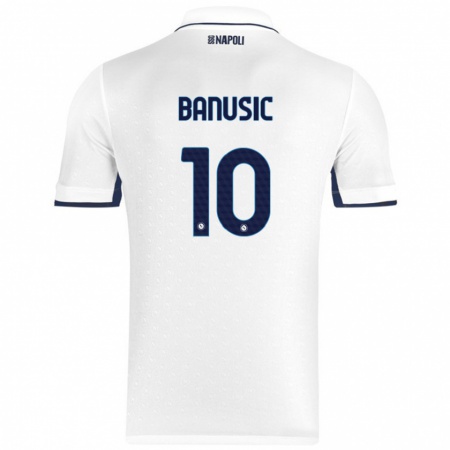 Kandiny Homme Maillot Marija Banušić #10 Blanc Bleu Royal Tenues Extérieur 2024/25 T-Shirt