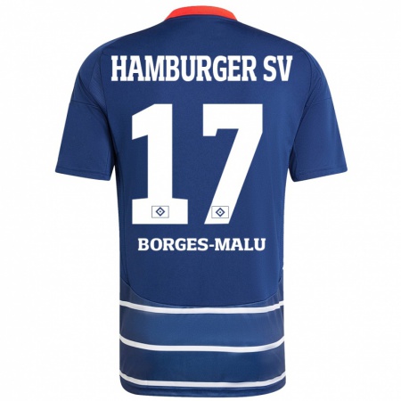 Kandiny Homme Maillot Louis Borges-Malu #17 Bleu Foncé Tenues Extérieur 2024/25 T-Shirt