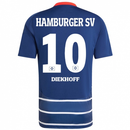 Kandiny Homme Maillot Hannah Diekhoff #10 Bleu Foncé Tenues Extérieur 2024/25 T-Shirt