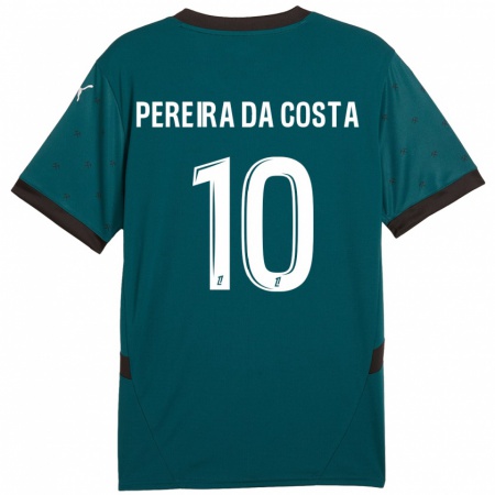 Kandiny Homme Maillot David Pereira Da Costa #10 Vert Foncé Tenues Extérieur 2024/25 T-Shirt