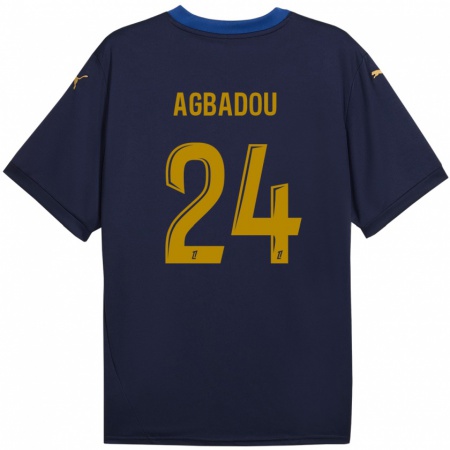 Kandiny Homme Maillot Emmanuel Agbadou #24 Bleu Marine Doré Tenues Extérieur 2024/25 T-Shirt