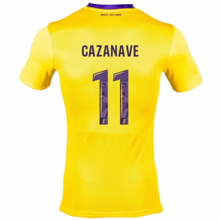 Kandiny Homme Maillot Julie Cazanave #11 Jaune Violet Tenues Extérieur 2024/25 T-Shirt