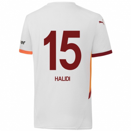 Kandiny Homme Maillot İsa Halidi #15 Blanc Jaune Rouge Tenues Extérieur 2024/25 T-Shirt