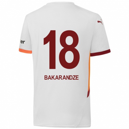 Kandiny Homme Maillot Kristina Bakarandze #18 Blanc Jaune Rouge Tenues Extérieur 2024/25 T-Shirt