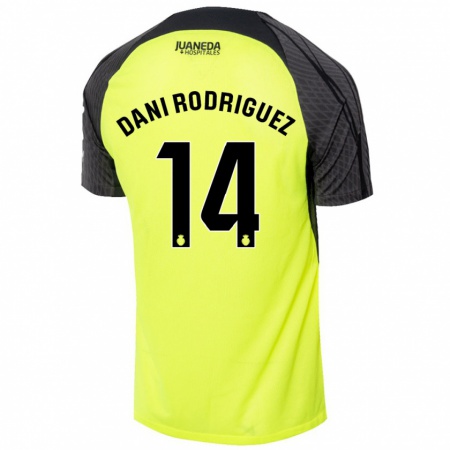 Kandiny Homme Maillot Dani Rodríguez #14 Vert Fluo Noir Tenues Extérieur 2024/25 T-Shirt