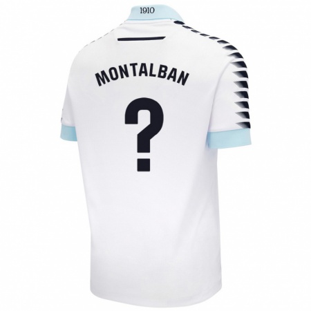 Kandiny Homme Maillot Sergio Montalbán #0 Blanc Bleu Tenues Extérieur 2024/25 T-Shirt