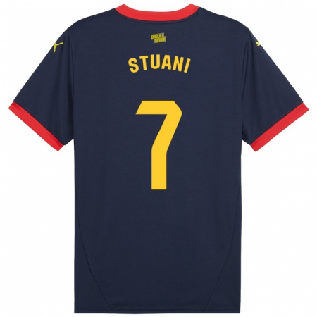 Kandiny Homme Maillot Cristhian Stuani #7 Bleu Marine Rouge Tenues Extérieur 2024/25 T-Shirt