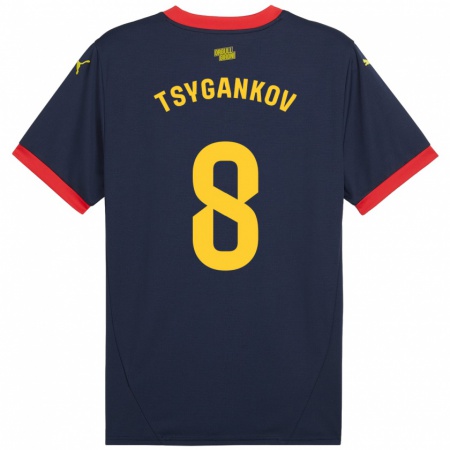 Kandiny Homme Maillot Viktor Tsygankov #8 Bleu Marine Rouge Tenues Extérieur 2024/25 T-Shirt