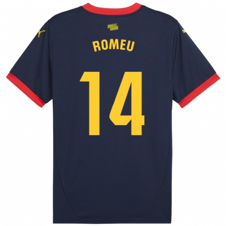 Kandiny Homme Maillot Oriol Romeu #14 Bleu Marine Rouge Tenues Extérieur 2024/25 T-Shirt