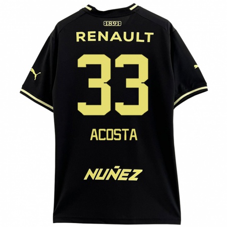 Kandiny Homme Maillot Nahuel Acosta #33 Noir Jaune Tenues Extérieur 2024/25 T-Shirt