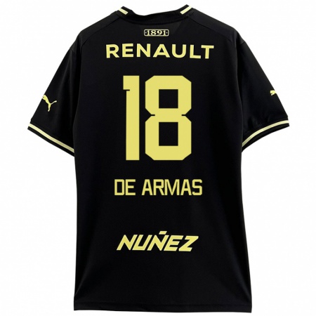 Kandiny Homme Maillot Nahuel De Armas #18 Noir Jaune Tenues Extérieur 2024/25 T-Shirt