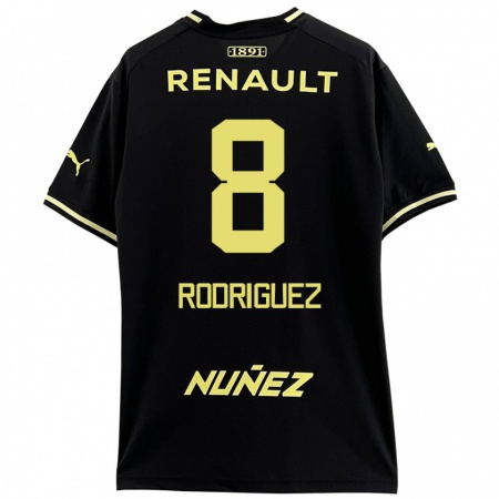 Kandiny Homme Maillot Sebastián Rodríguez #8 Noir Jaune Tenues Extérieur 2024/25 T-Shirt