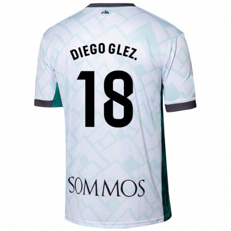 Kandiny Homme Maillot Diego González #18 Blanc Vert Tenues Extérieur 2024/25 T-Shirt