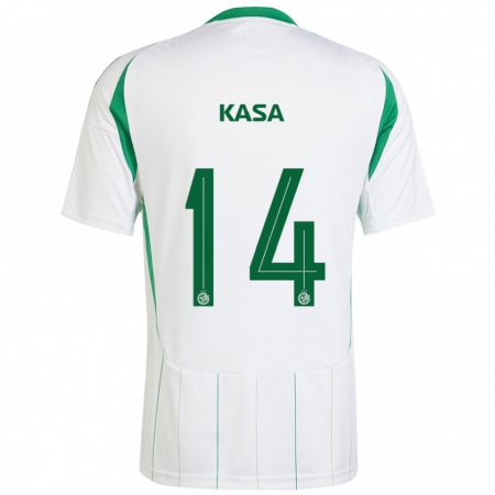 Kandiny Homme Maillot Lior Kasa #14 Blanc Vert Tenues Extérieur 2024/25 T-Shirt