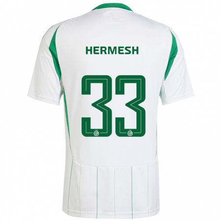 Kandiny Homme Maillot Liam Hermesh #33 Blanc Vert Tenues Extérieur 2024/25 T-Shirt