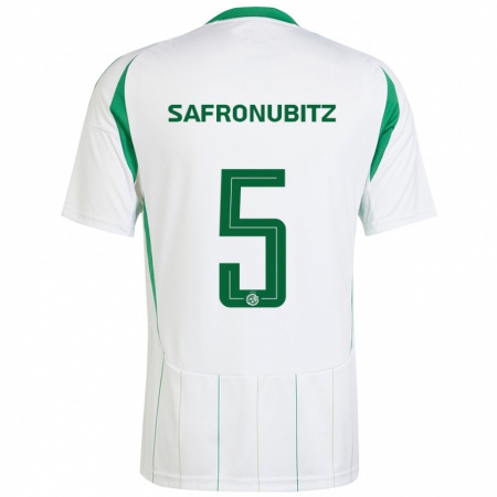 Kandiny Homme Maillot Dan Safronubitz #5 Blanc Vert Tenues Extérieur 2024/25 T-Shirt