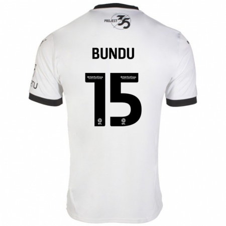 Kandiny Homme Maillot Mustapha Bundu #15 Blanc Noir Tenues Extérieur 2024/25 T-Shirt