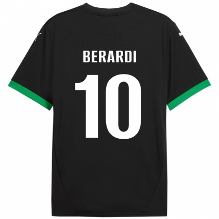 Kandiny Femme Maillot Domenico Berardi #10 Noir Vert Foncé Tenues Domicile 2024/25 T-Shirt