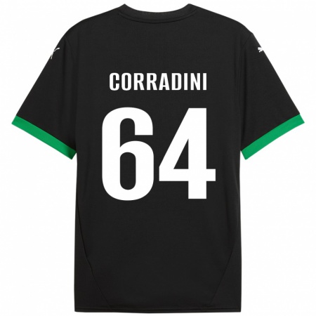 Kandiny Femme Maillot Francesco Corradini #64 Noir Vert Foncé Tenues Domicile 2024/25 T-Shirt