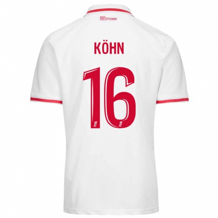 Kandiny Femme Maillot Philipp Köhn #16 Blanc Rouge Tenues Domicile 2024/25 T-Shirt