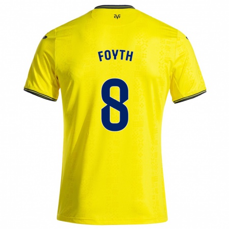 Kandiny Femme Maillot Juan Foyth #8 Jaune Noir Tenues Domicile 2024/25 T-Shirt