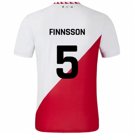 Kandiny Femme Maillot Kolbeinn Finnsson #5 Blanc Rouge Tenues Domicile 2024/25 T-Shirt