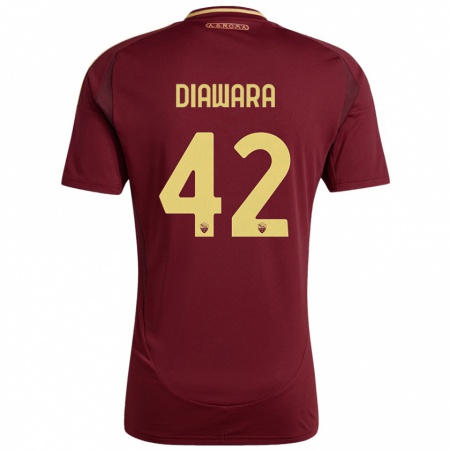 Kandiny Femme Maillot Amadou Diawara #42 Rouge Brun Or Tenues Domicile 2024/25 T-Shirt