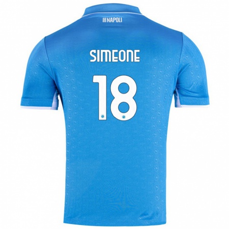 Kandiny Femme Maillot Giovanni Simeone #18 Bleu Ciel Tenues Domicile 2024/25 T-Shirt