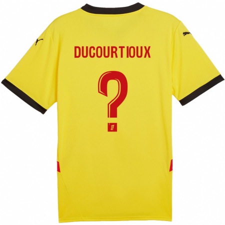 Kandiny Femme Maillot Ilan Ducourtioux #0 Jaune Rouge Tenues Domicile 2024/25 T-Shirt