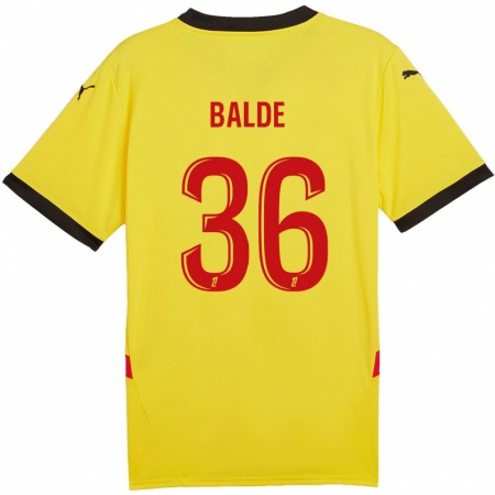 Kandiny Femme Maillot Ibrahima Baldé #36 Jaune Rouge Tenues Domicile 2024/25 T-Shirt