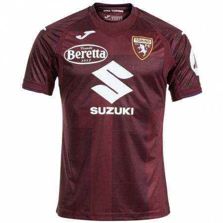 Kandiny Femme Maillot Francesco Bochicchio #0 Bordeaux Blanc Tenues Domicile 2024/25 T-Shirt