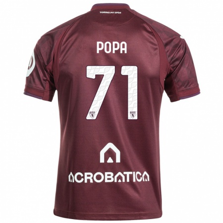 Kandiny Femme Maillot Mihai Popa #71 Bordeaux Blanc Tenues Domicile 2024/25 T-Shirt