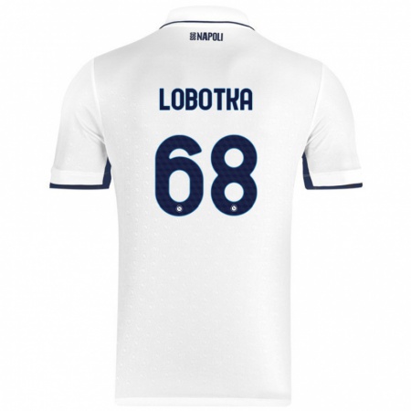 Kandiny Femme Maillot Stanislav Lobotka #68 Blanc Bleu Royal Tenues Extérieur 2024/25 T-Shirt