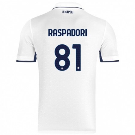 Kandiny Femme Maillot Giacomo Raspadori #81 Blanc Bleu Royal Tenues Extérieur 2024/25 T-Shirt