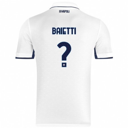 Kandiny Femme Maillot Francesco Baietti #0 Blanc Bleu Royal Tenues Extérieur 2024/25 T-Shirt